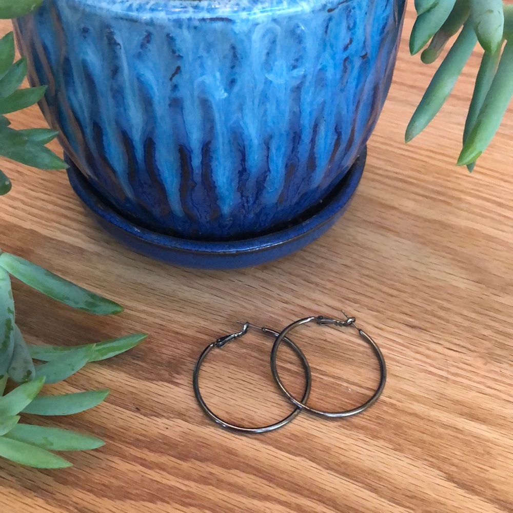 Gunmetal hoop earrings